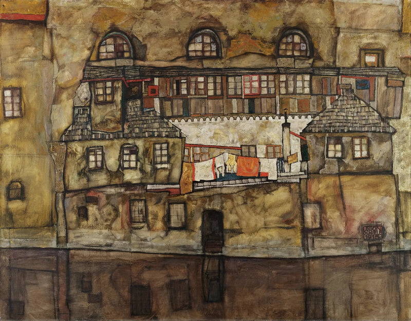 קיר בית על נהר - אגון שילה