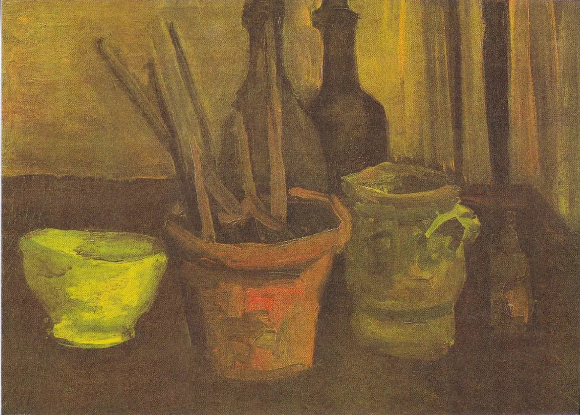 Reproduction du tableau « Nature morte aux pinceaux dans un pot - Vincent van Gogh » par Alpha Reproduction en peinture à l’huile