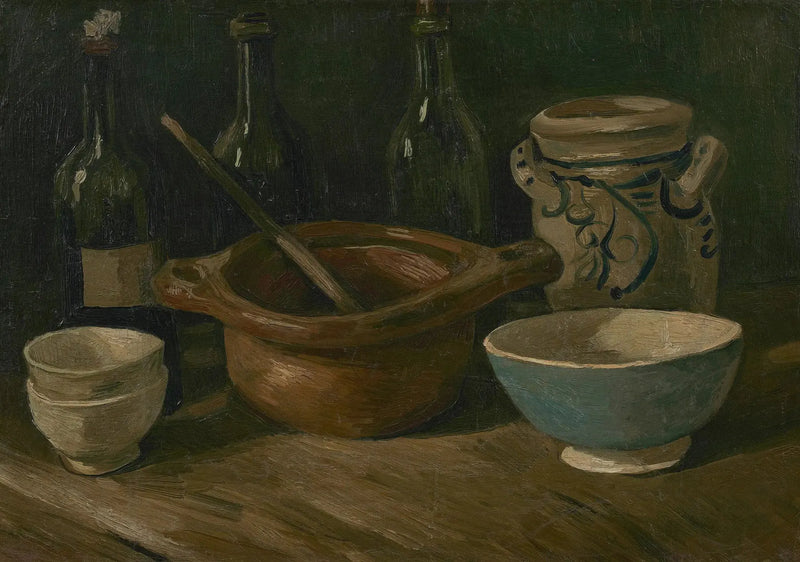 טבע דומם עם קרמיקה ובקבוקים - Vincent van Gogh