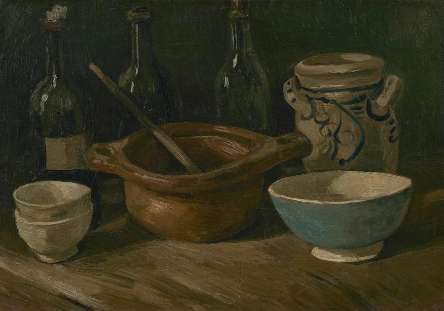 טבע דומם עם קרמיקה ובקבוקים - Vincent van Gogh