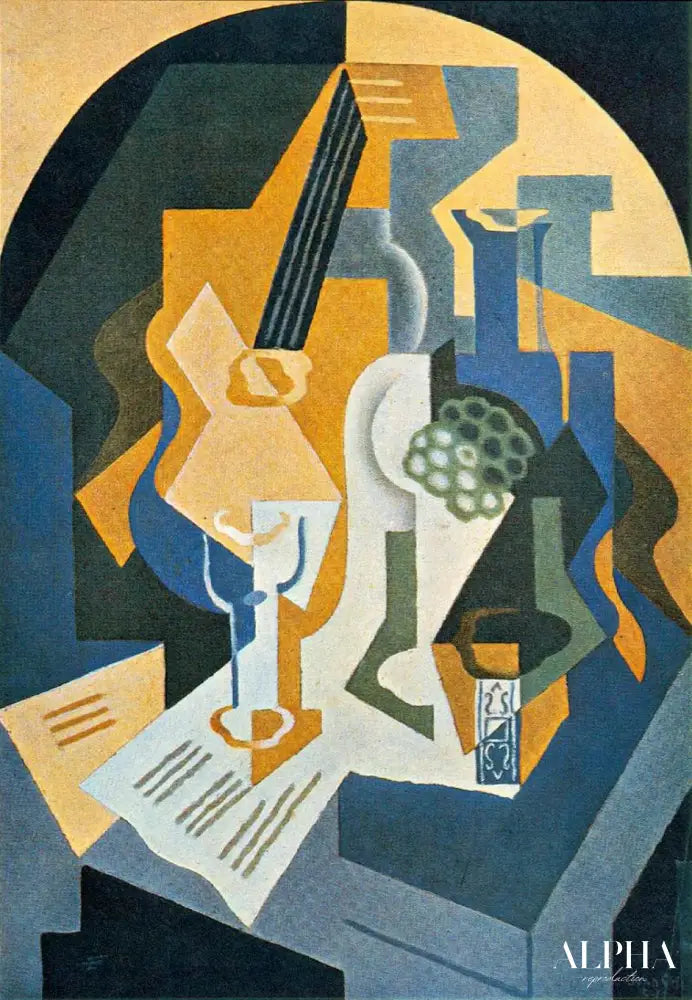 Nature morte avec plat à fruits et mandoline - Juan Gris - Reproductions de tableaux et peintures haut de gamme