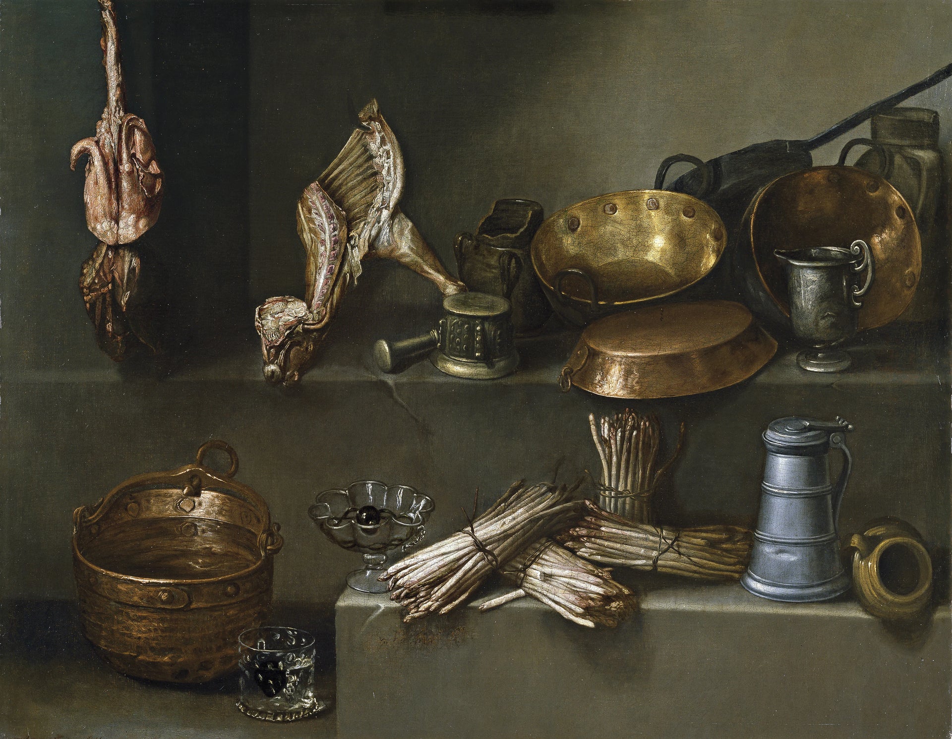 Nature morte avec ustensiles de cuisine et asperges - Ignacio Arias