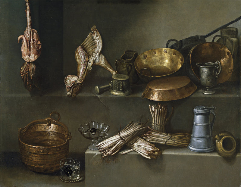 Nature morte avec ustensiles de cuisine et asperges - Ignacio Arias