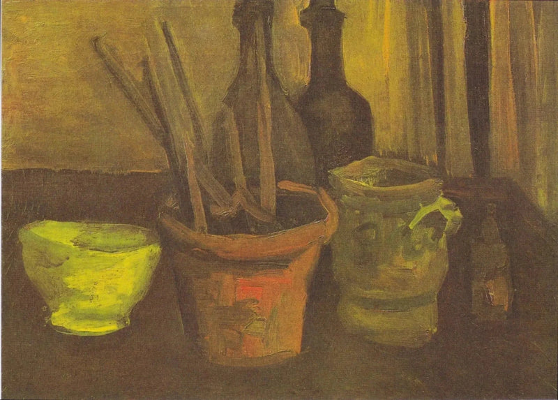 טבע דומם עם מברשות בתוך כלי - Vincent van Gogh
