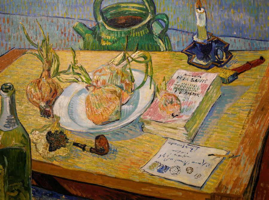 טבע דומם עם לוח שרטוט ובצלים - Vincent van Gogh