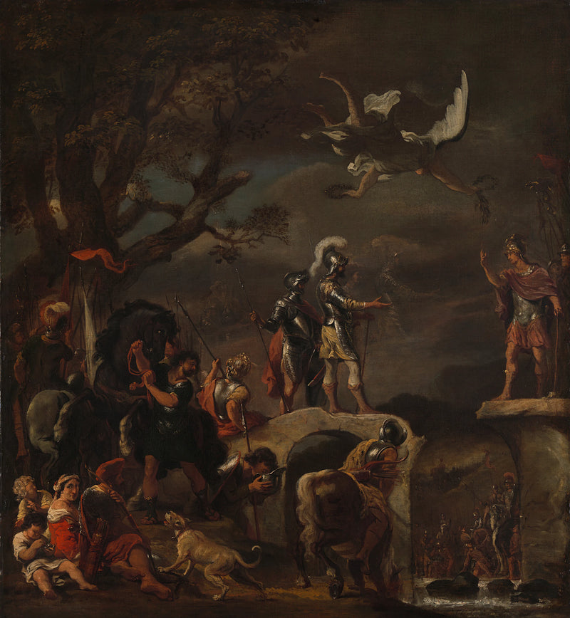 Les négociations de paix entre Claudius Civilis et Quintus Petillius Cerealis sur le pont démoli - Ferdinand Bol