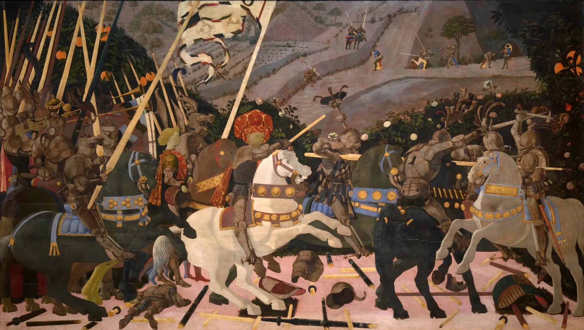 Niccolo Mauruzi da Tolentino à la tête de ses troupes - Paolo Uccello image 1 reproduction de peinture à l’huile