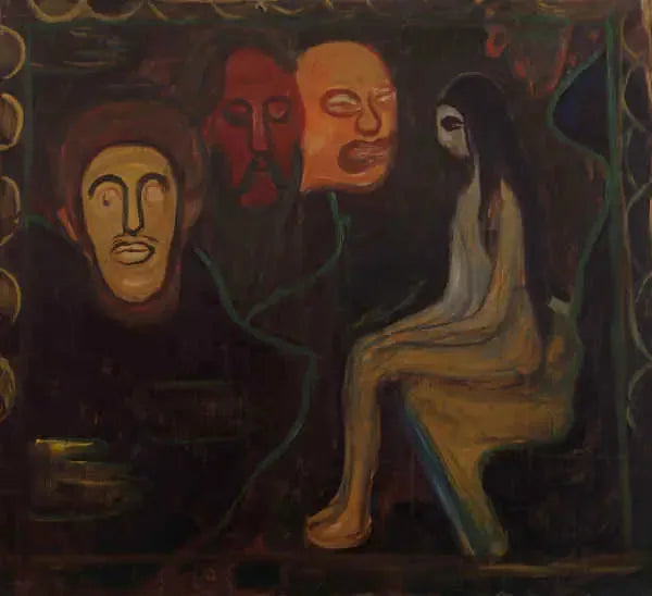 נו יושב ושלוש ראשי גברים - אדvard מונק