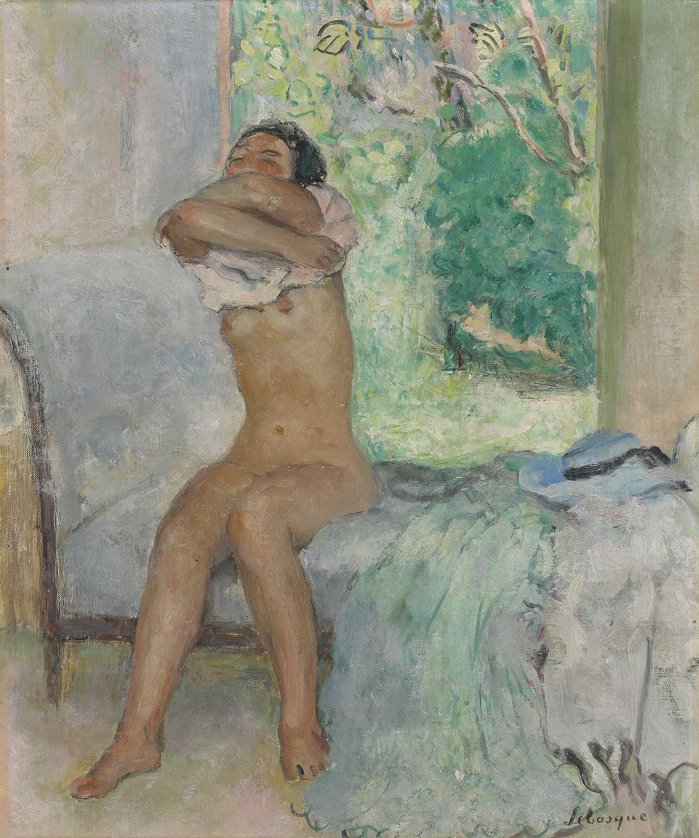 Nu assis otant sa chemise - Henri Lebasque image 1 reproduction réalisée par Alpha Reproduction