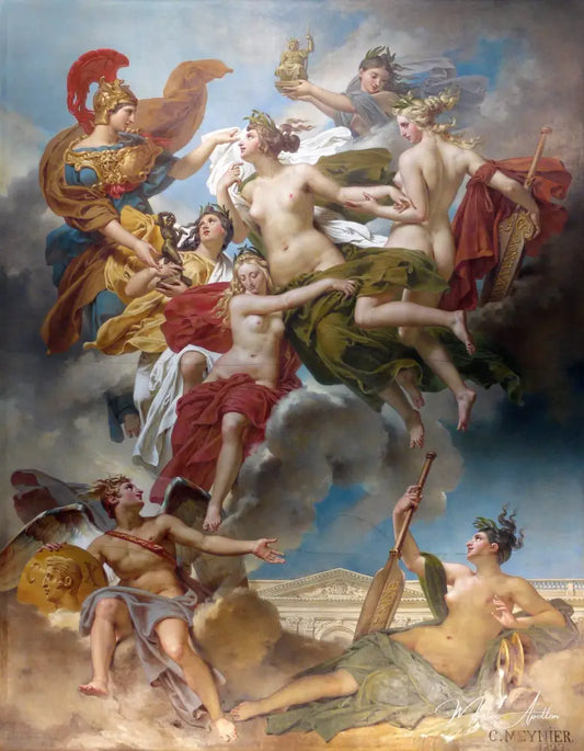 Nymphes Parthops dirigées par la déesse des beaux-arts - Charles Meynier Reproductions de tableaux à la peinture à