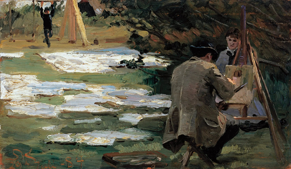 Oscar Björck peignant dans le jardin de Brøndum - Peder Severin Krøyer - Alpha Reproduction