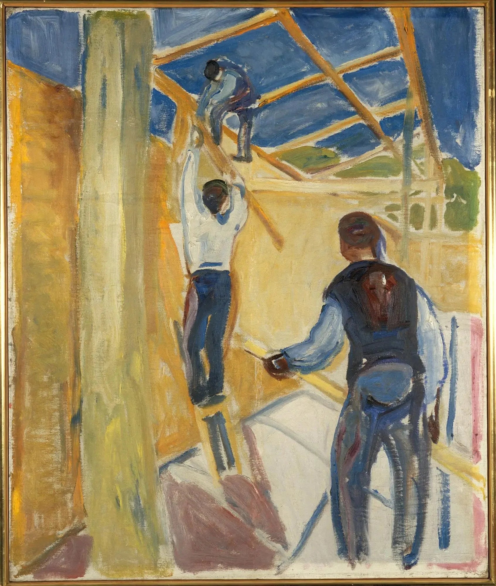 Ouvriers du bâtiment dans le studio - Edvard Munch image 1 tableau peint à l’huile sur toile