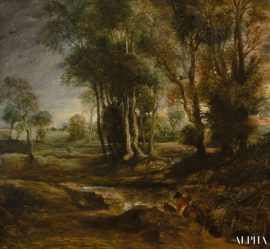 Paisaje nocturno con carro de madera - Peter Paul Rubens - Reproductions de tableaux et peintures haut de gamme