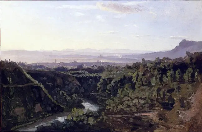 Papigno, rives escarpées et boisées - Jean-Baptiste Camille Corot image 1 reproduction d’œuvre d’art à l’huile