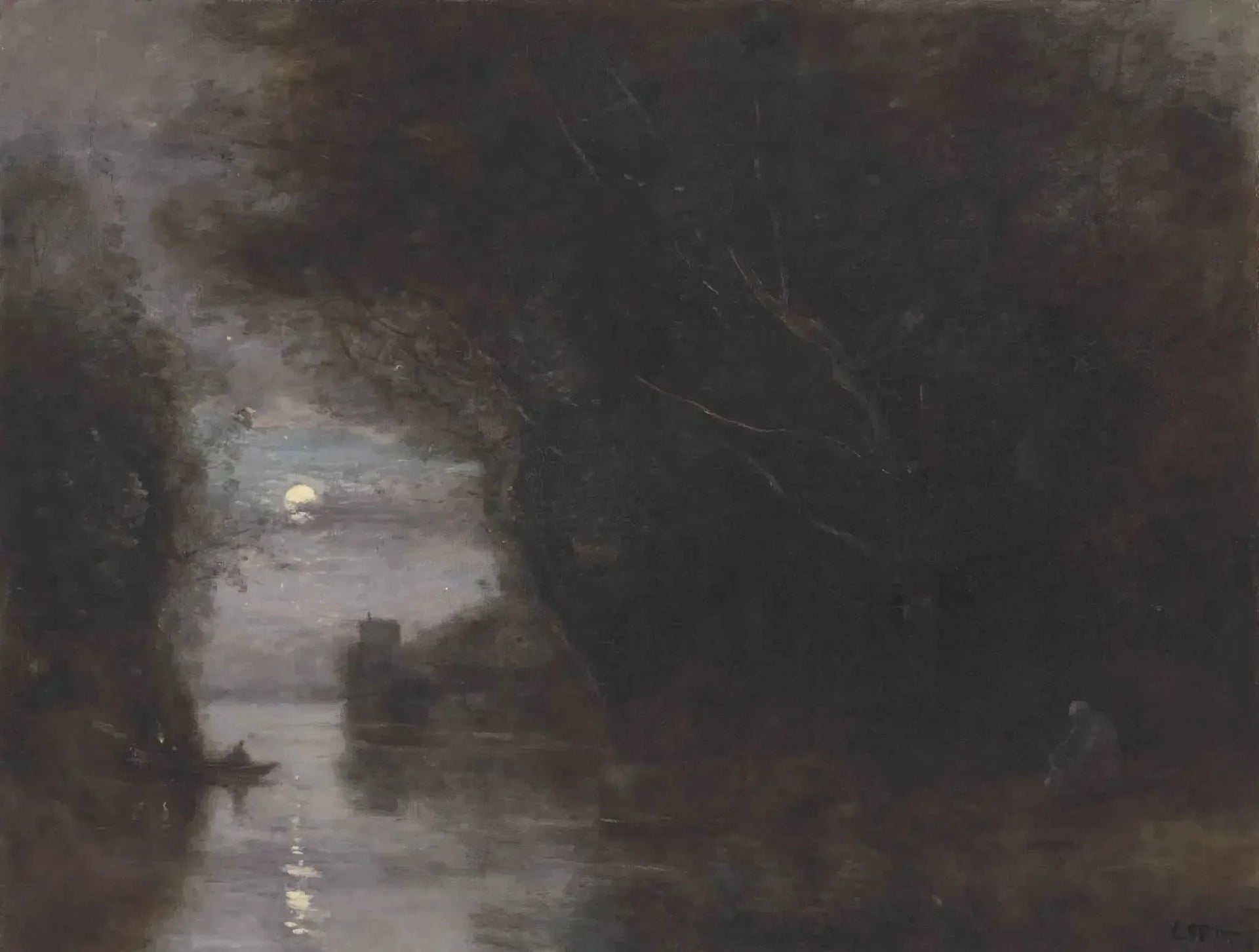 Paysage au clair de lune - Jean-Baptiste Camille Corot image 1 tableau peint à l’huile sur toile