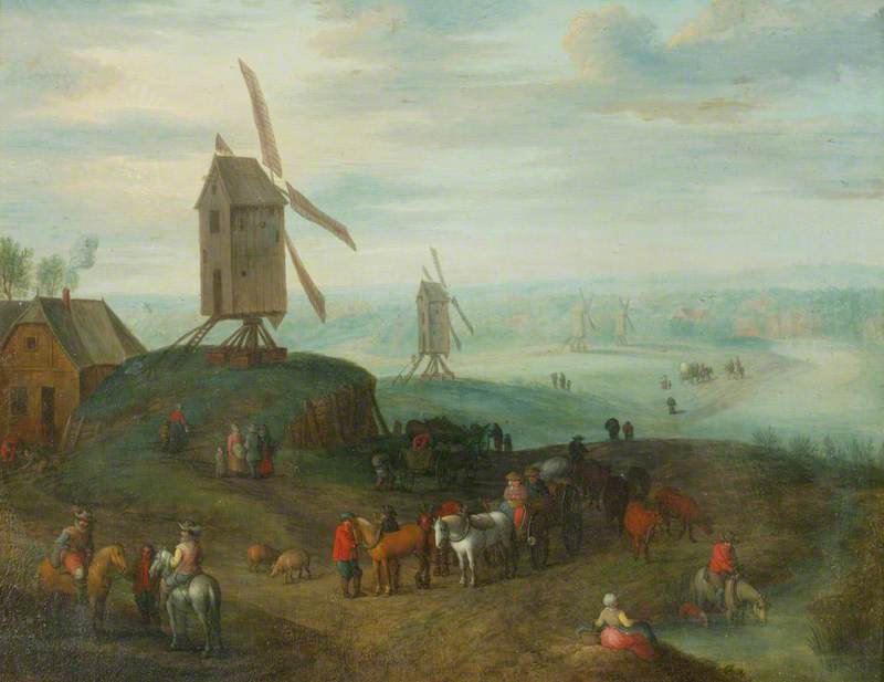Paysage avec des moulins à vent - Jan Brueghel l'Ancien