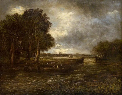 Paysage avec des péniches sur une rivière - John Constable - Alpha Reproduction