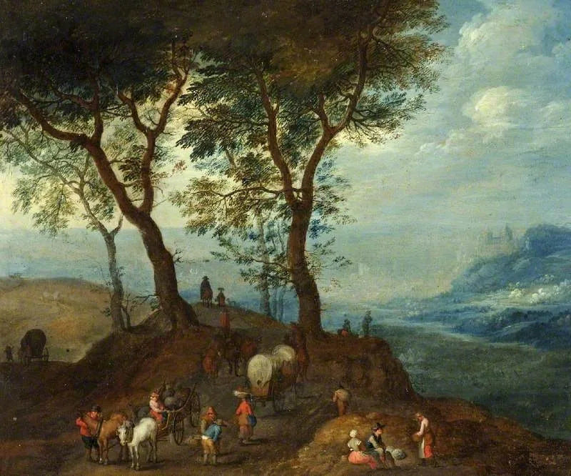 Paysage avec des personnages paysans - Jan Brueghel l'Ancien image 1 reproduction artisanale de tableau