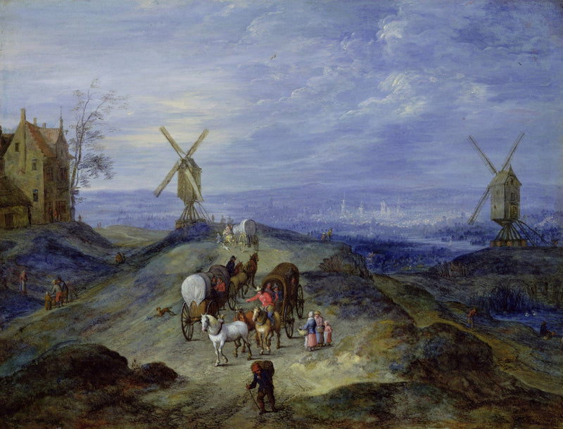 Paysage avec deux moulins à vent - Jan Brueghel l'Ancien