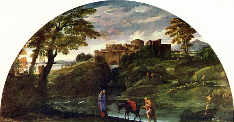 Paysage avec la Fuite en Égypte - Annibale Carracci image 1 reproduction artisanale de tableau