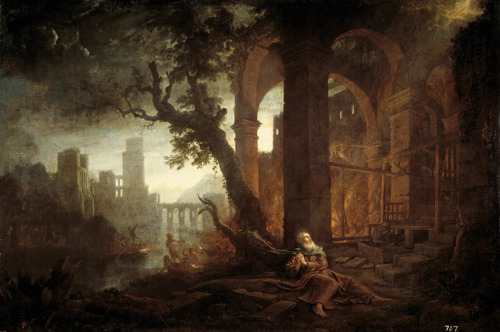 Paysage avec la tentation de saint Antoine - Claude Lorrain image 1 copie de tableau peinte à la main