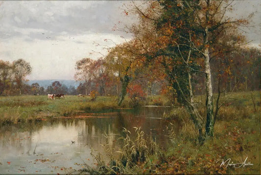 Paysage d'automne avec rivière - Edward Wilkins Waite - Reproductions de tableaux et peintures haut de gamme