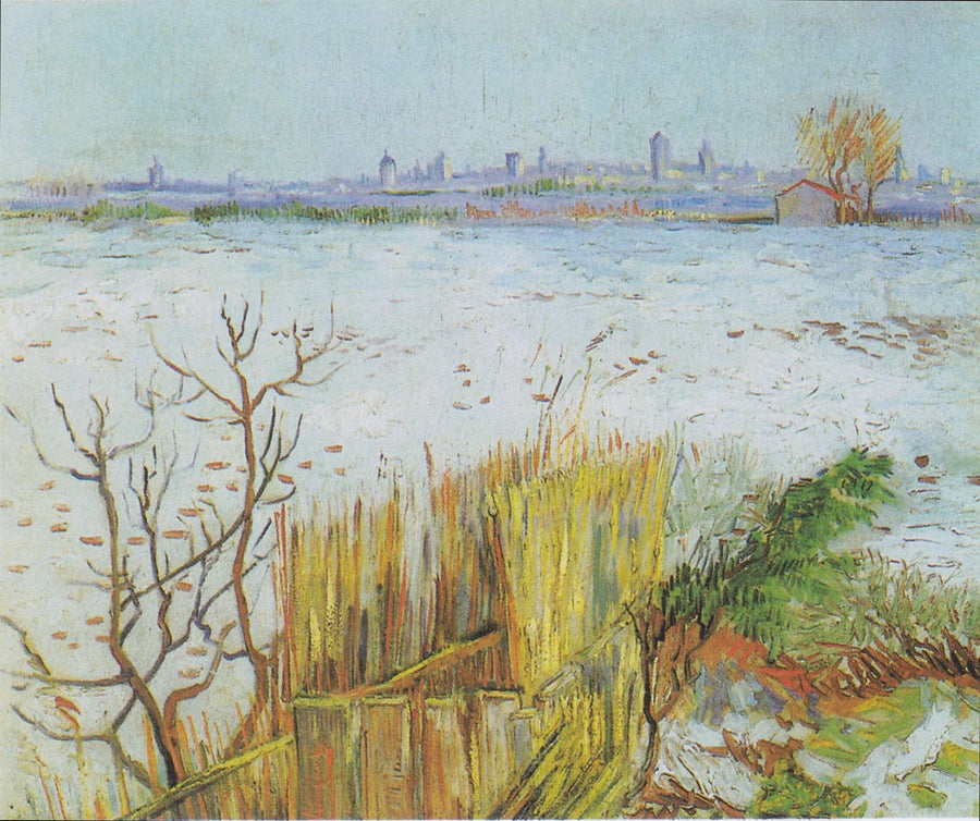 נוף מושלג עם ארל ברקע - Vincent van Gogh