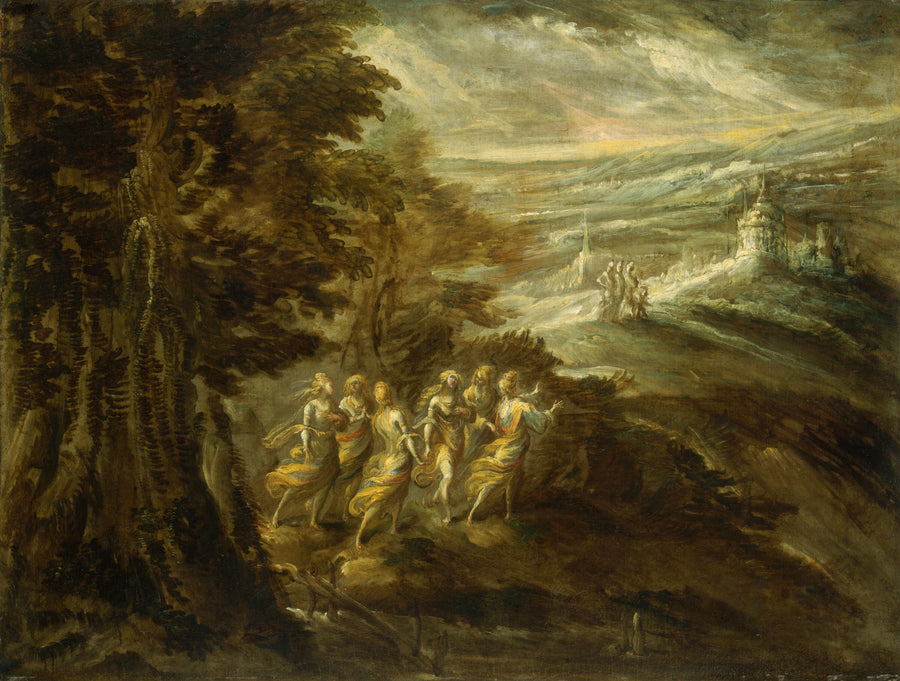 Paysage fantastique avec des personnages - Emilian 16th Century