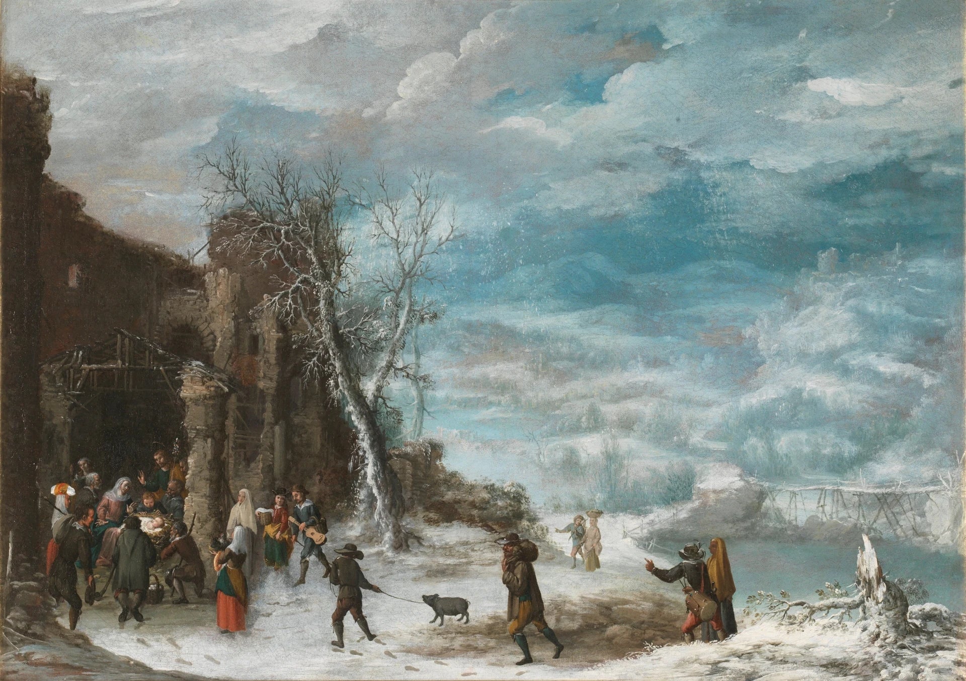 Paysage d'hiver avec l'Adoration des bergers - Francisco Collantes