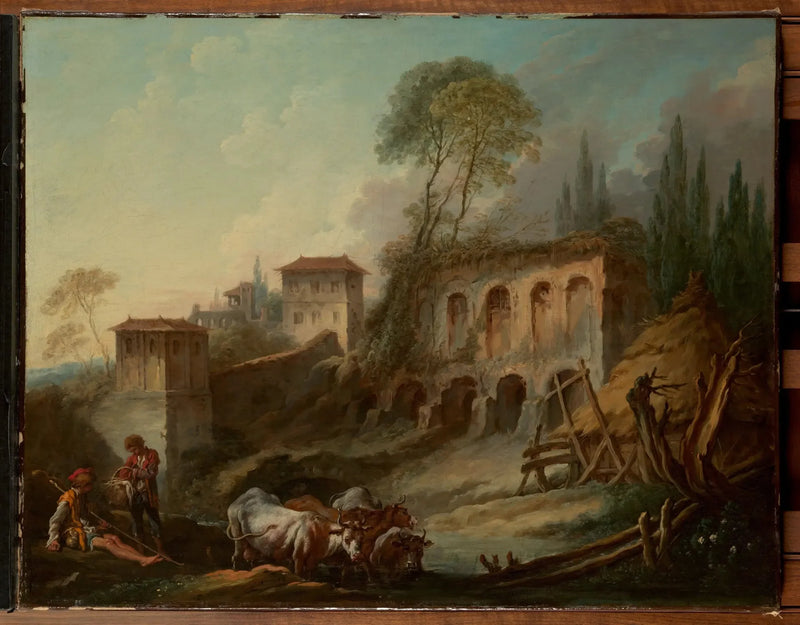 נוף דמיוני עם הר פאלטין מ-Campo Vaccino - פרנסואה בוש