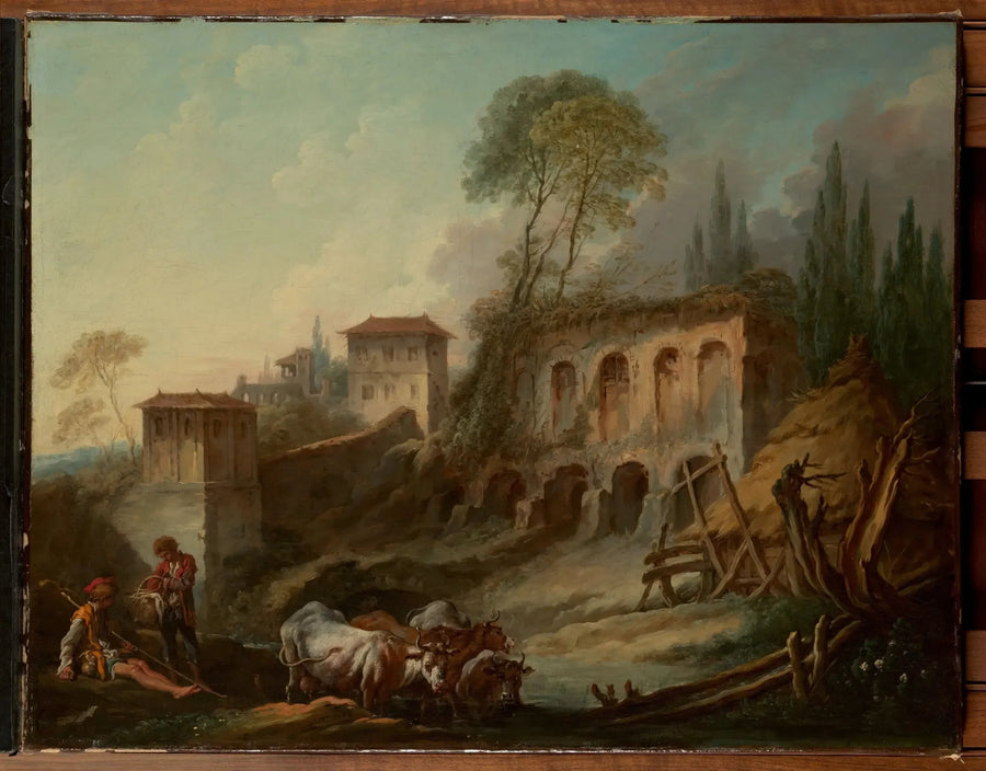 נוף דמיוני עם הר פאלטין מ-Campo Vaccino - פרנסואה בוש
