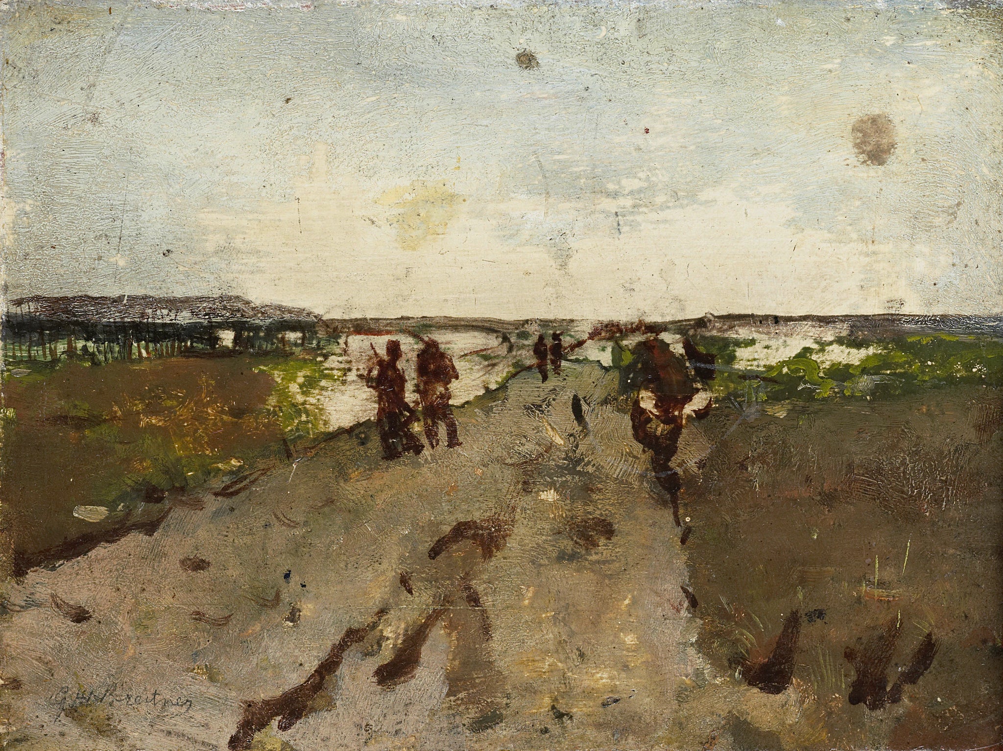 Paysage près de Waalsdorp avec des soldats en manœuvre - George Hendrik Breitner