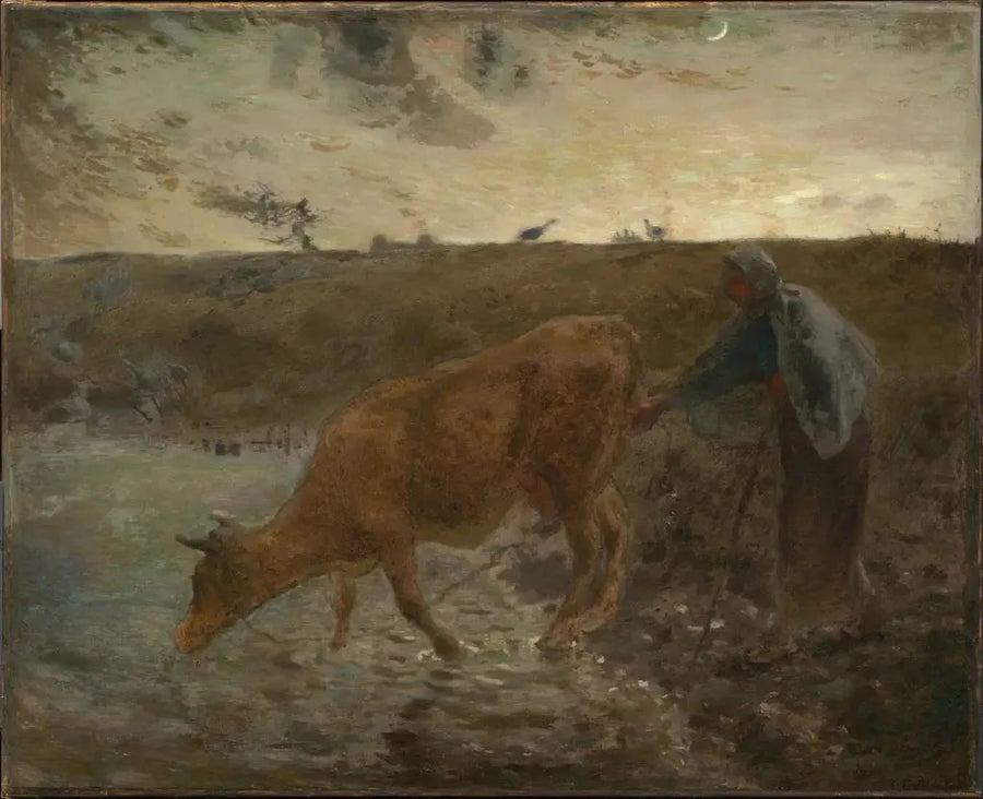 חוואית משקה את הפרה שלה, ערב - ז'אן-פרנסואה מיליי