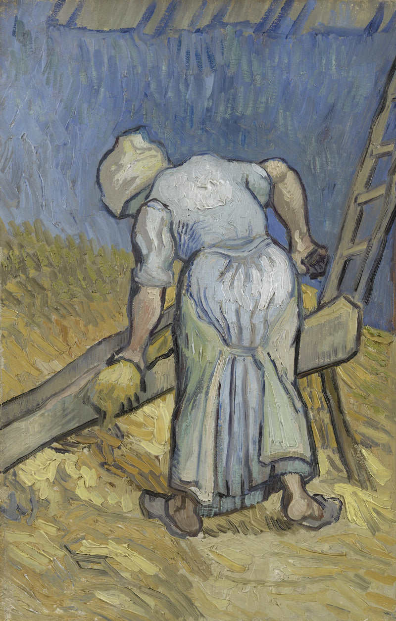אשה כפרית שמכתישה פשתן (אחרי הדוחן) - Vincent van Gogh