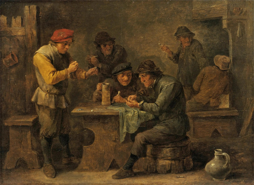 Paysans jouant aux dés - David Teniers le Jeune image 1 reproduction de peinture à l’huile