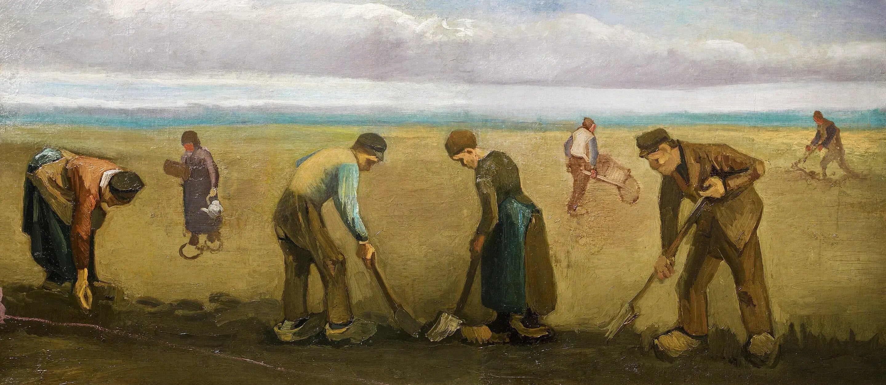 Reproduction du tableau « Paysans plantant des pommes de terre - Vincent van Gogh » par Alpha Reproduction en peinture à l’huile