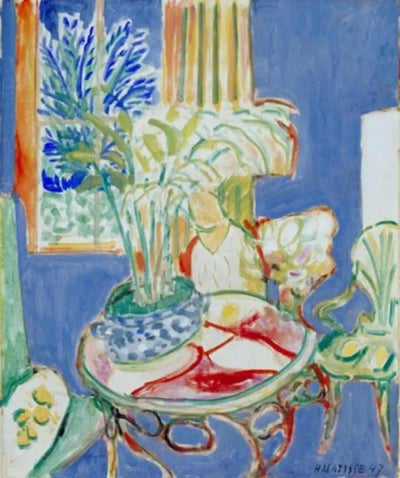 Reproduction du tableau « Petit intérieur bleu - Henri Matisse » par Alpha Reproduction en peinture à l’huile