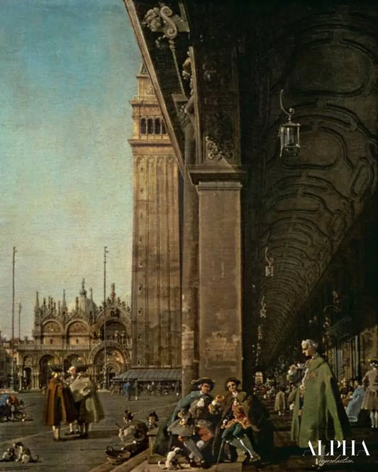 Piazza di San Marco : vue vers l'est depuis le coin sud-ouest et la colonnade du Procuratie Nuo - Canal Giovanni Antonio - Reproductions de tableaux et peintures haut de gamme