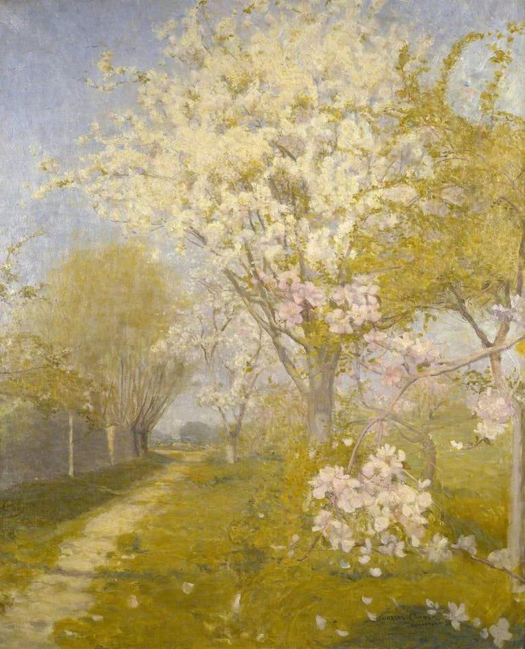 Pommiers en fleurs à Dennemont - Charles Conder image 1 reproduction de peinture à l’huile