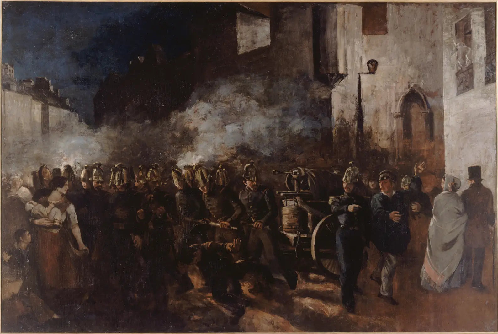 Pompiers courants à un incendie - Gustave Courbet image 1 reproduction de peinture à l’huile