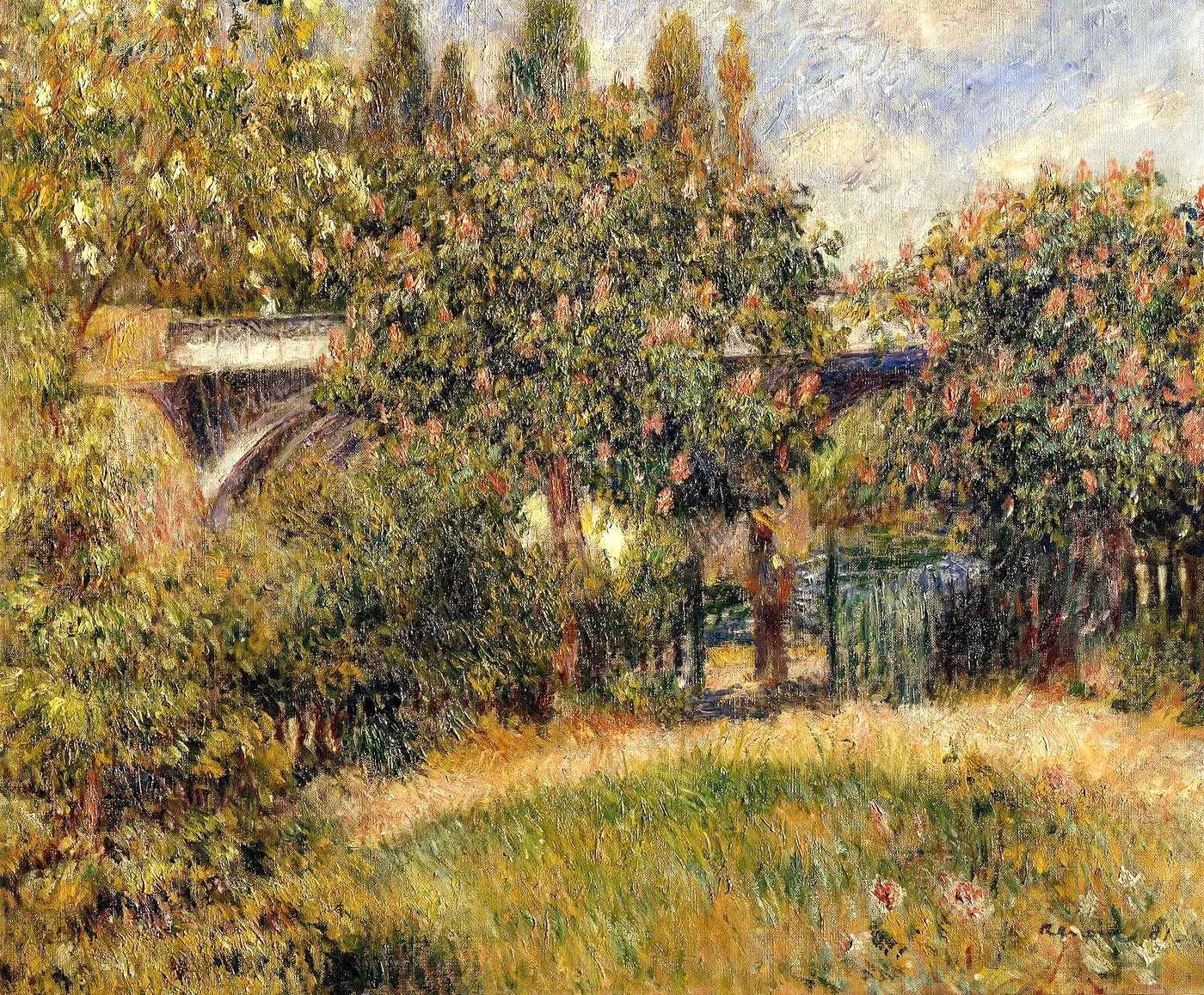 pont du chemin de fer à Chatou - Pierre-Auguste Renoir image 1 copie de tableau peinte à la main