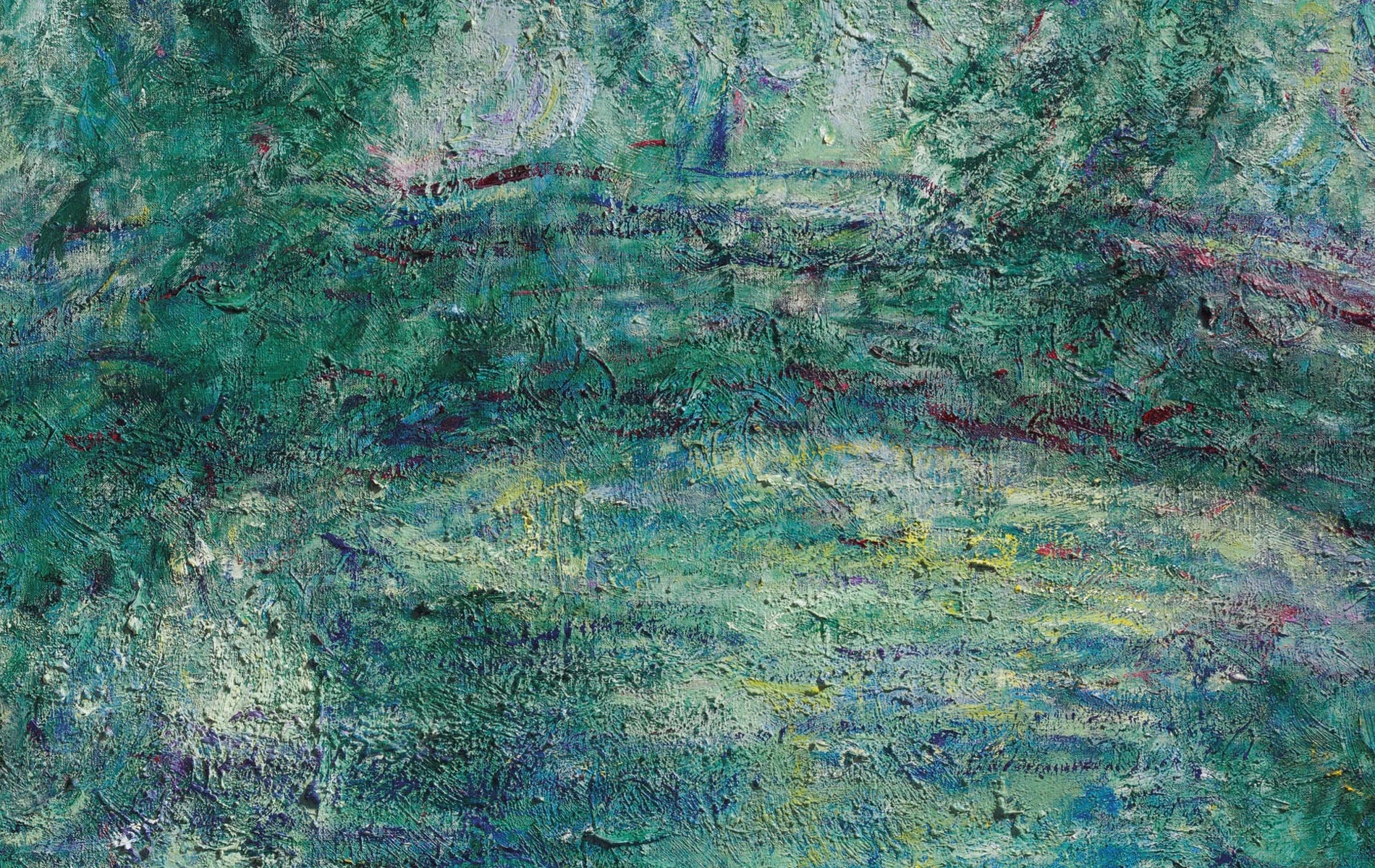 Détail de l’arche presque dissoute dans Le Pont japonais W1915 de Claude Monet