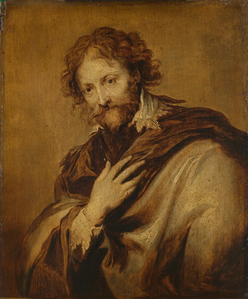 פורטרט של גבר, מזוהה כ-Pierre Paul Rubens (1577-1640). צייר ודיפלומט. - אנטואן ואן דייק