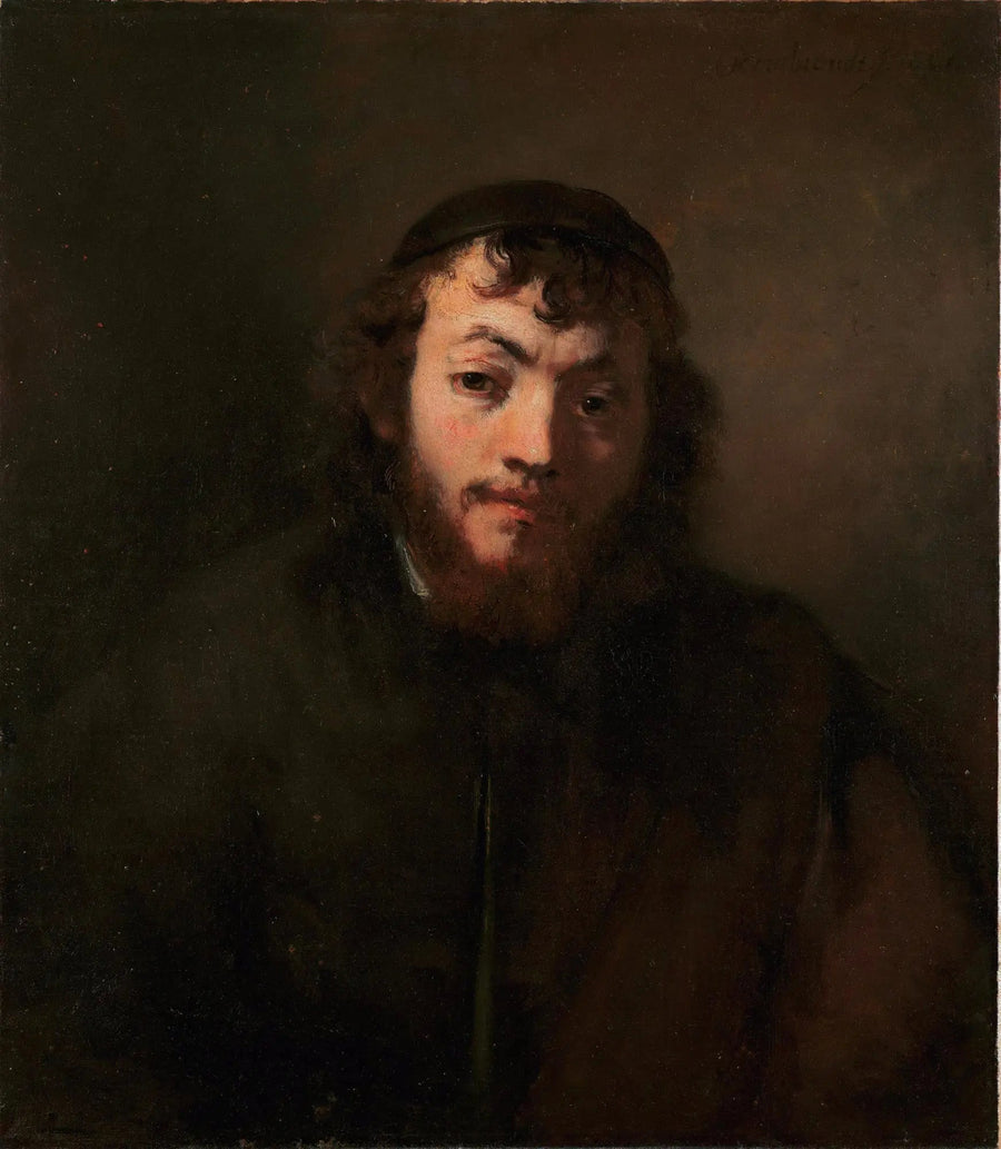 Portrait d'un jeune homme avec barbe et calotte - Rembrandt image 1 copie peinte à la main à l’huile