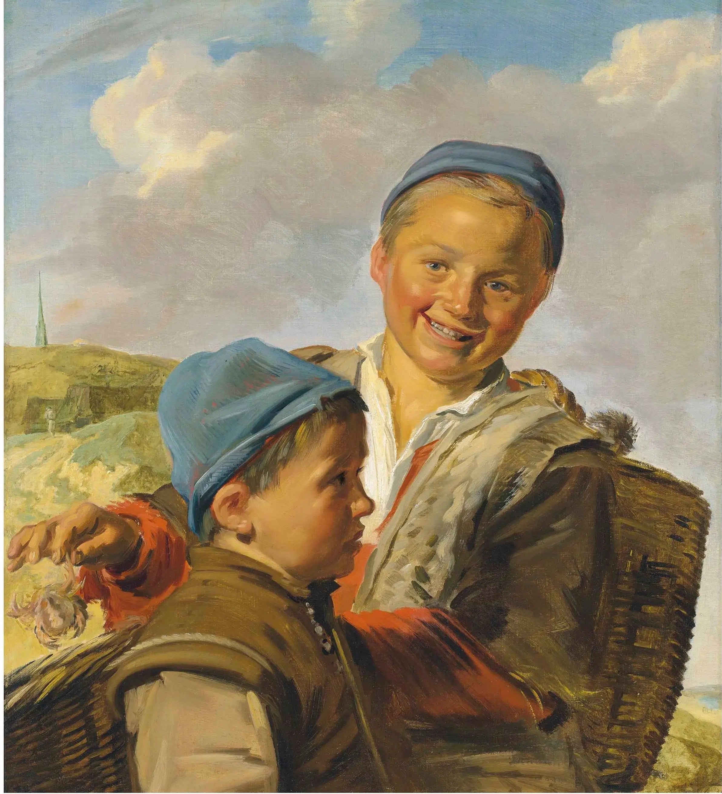 Portrait de deux garçons pêcheurs l’un tenant un crabe - Frans Hals - Alpha Reproduction