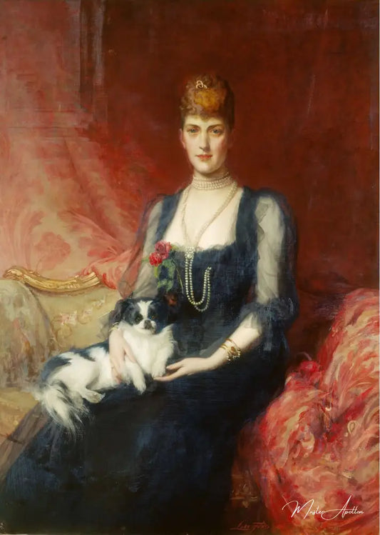 Portrait de la reine Alexandra, alors princesse de Galles, avec Facey - Luke Fildes - Reproductions de tableaux et peintures haut de gamme