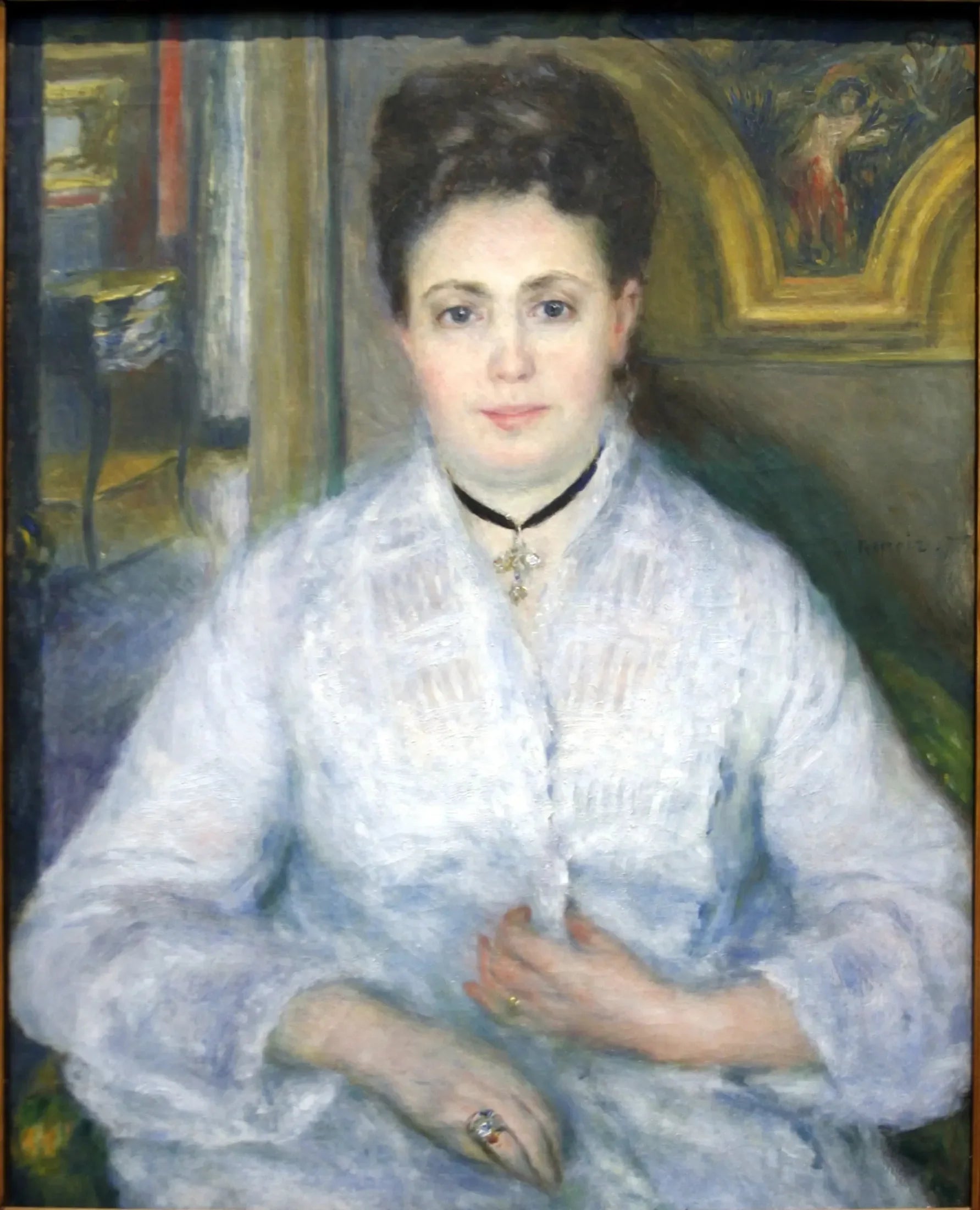 Portrait de Mme Chocquet en blanc - Pierre-Auguste Renoir image 1 reproduction de peinture à l’huile