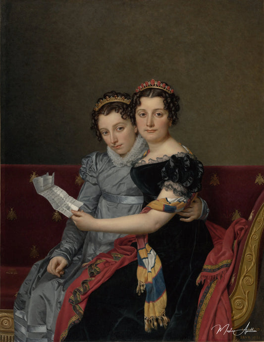 Portrait des sœurs Zénaïde et Charlotte Bonaparte - Jacques-Louis David - Reproductions de tableaux et peintures haut de gamme