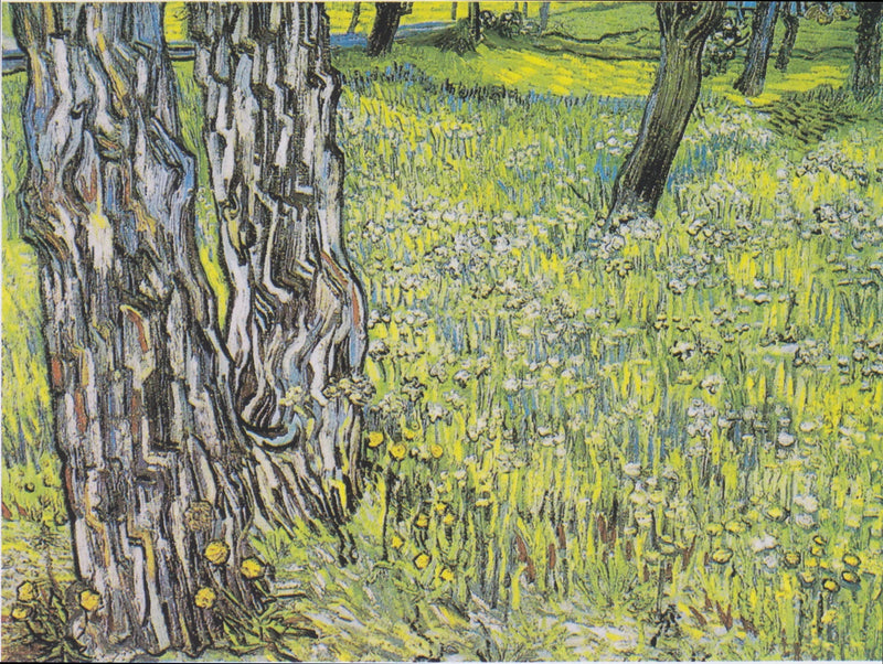 שדה פרחים עם עצים ופרחי סביון - Vincent van Gogh