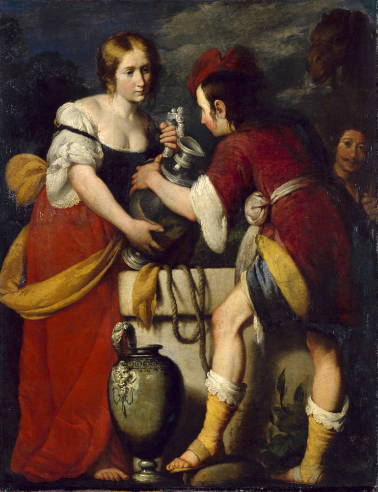 Rebecca et Eliezer au puits - Bernardo Strozzi image 1 copie de tableau peinte à la main